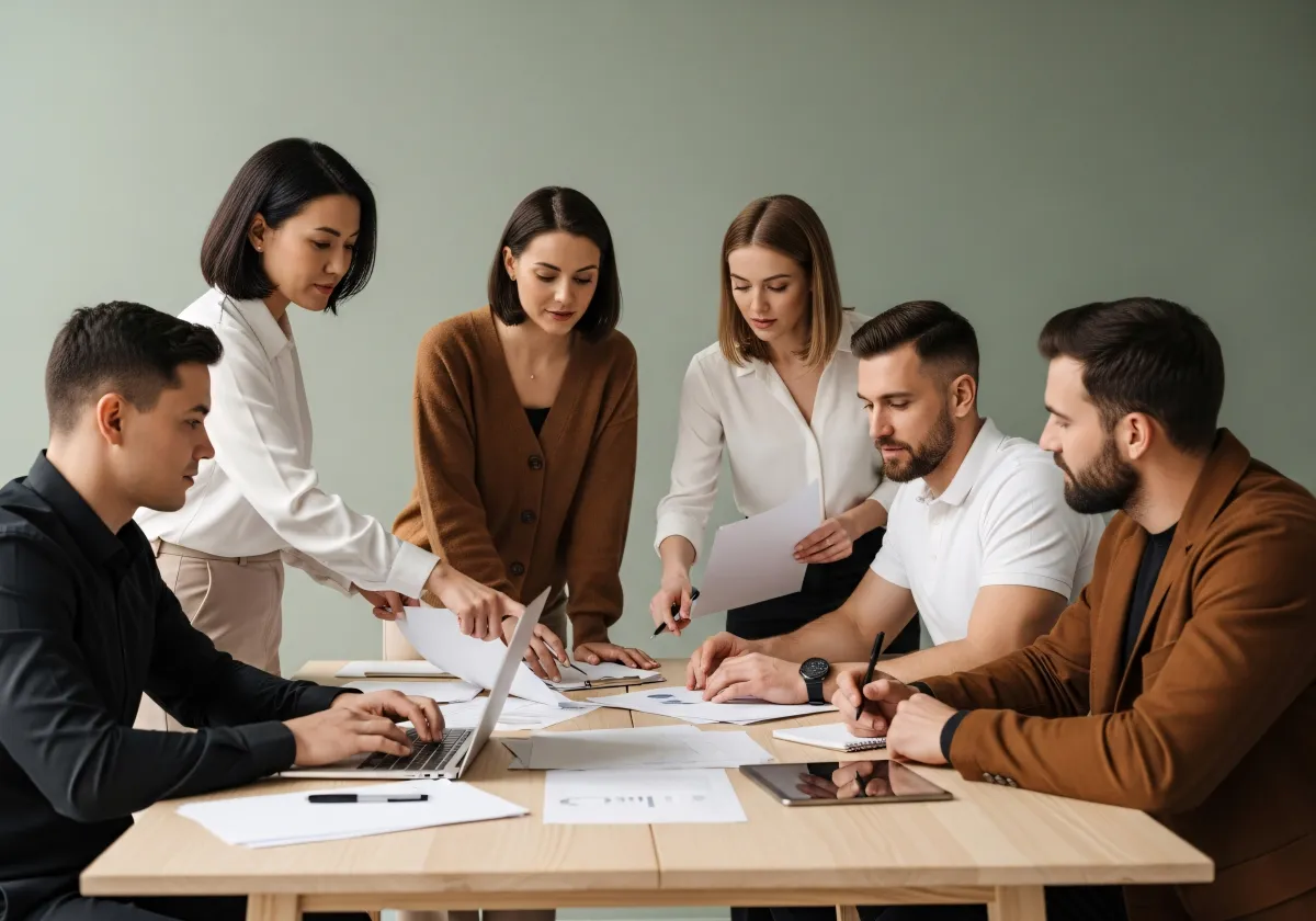 Reunião consultiva entre clientes e especialistas
