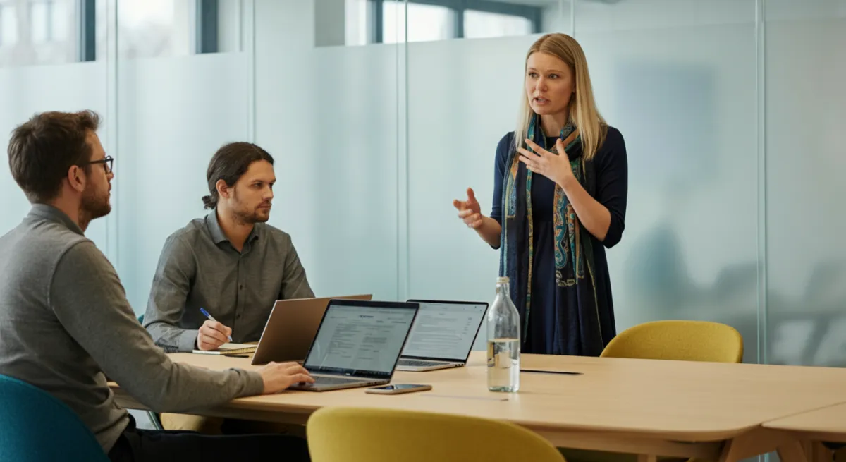 Equipe reunida analisando potencial da startup